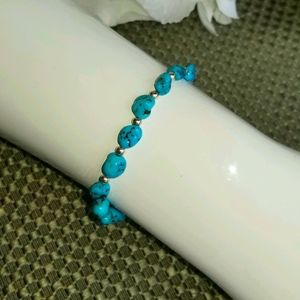 💫 Blue Stone w/ Silver Balls Bracelet 💫